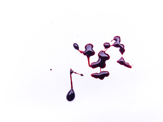 red blood drops on the floor, blood isolated white background, concept of splatter blood, murder bloody, splash, splatter of real bloody .Clipping path, healthcare and medicare.