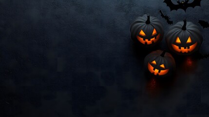Modern and sleek Halloween sale banner featuring glowing pumpkins, bats, and spooky fonts on a dark background, designed for e-commerce promotions with high contrast for maximum visual impact