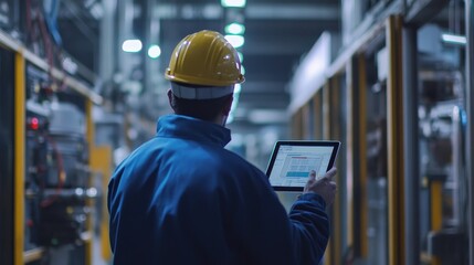 Industrial Worker Using Digital Tablet in Warehouse