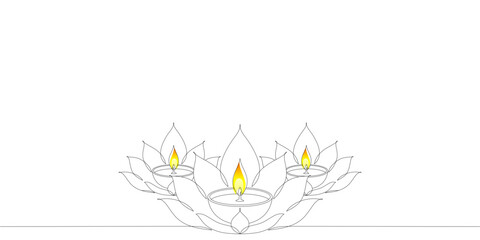Diwali festival lights vector design, with line art style, eps 1