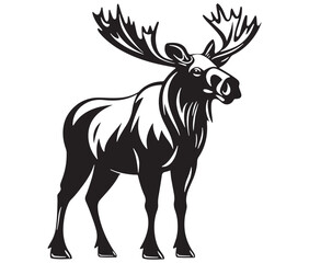 Moose silhouette, Moose illustration vector, American moose