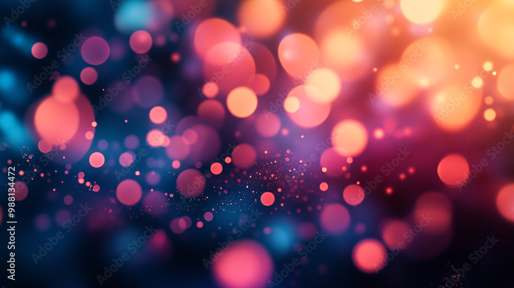 Poster vibrant bokeh lights creating a colorful abstract background at dusk
