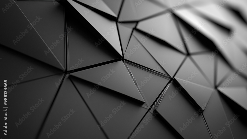 Poster geometric texture of black triangular shapes creating a striking 3d pattern in a modern design