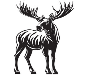 Moose silhouette, Moose illustration vector, American moose