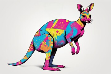 Fototapeta premium Pop Art Kangaroo: A full-body Pop Art depiction of a kangaroo