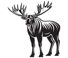 Moose silhouette, Moose illustration vector, American moose