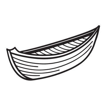 recommend clip art: wooden canoe boat line art vector illustration