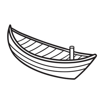 recommend clip art: wooden canoe boat line art vector illustration