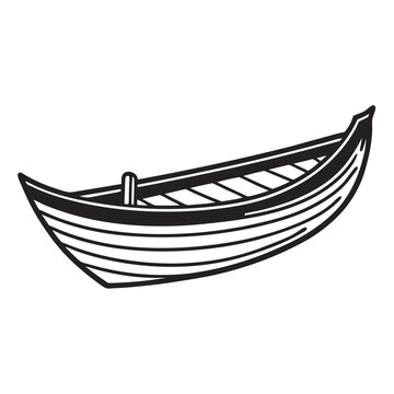 recommend clip art: wooden canoe boat line art vector illustration