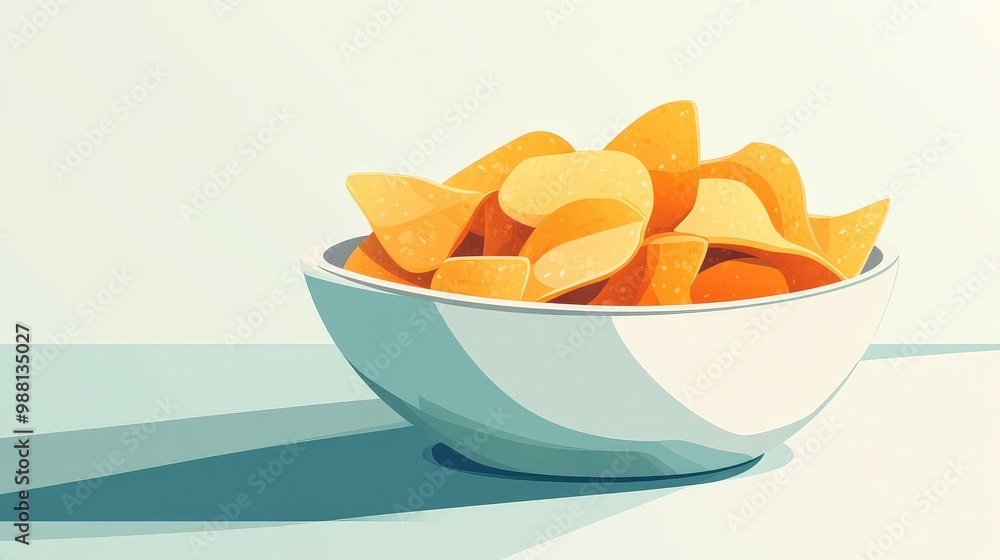 Poster crispy vegetable chips in minimalistic vector style on transparent background