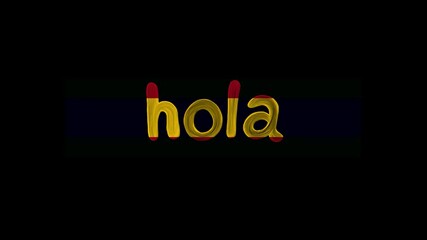 Stop-motion animation of "Hola" title drawn on black background, vacations or video blog