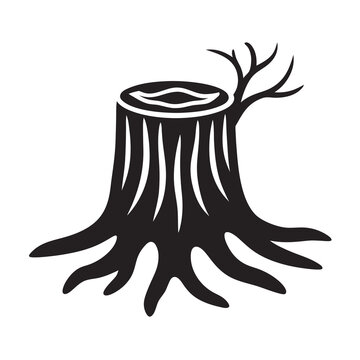 recommend clip art: Tree stump line art silhouette vector