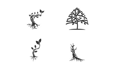 Set of aesthetic plant illustration design vector