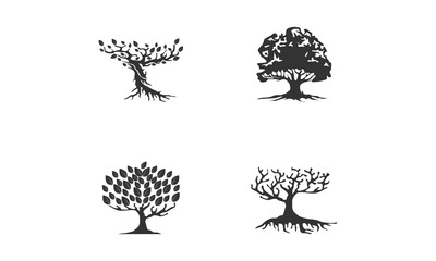 Set of tree illustration design vector