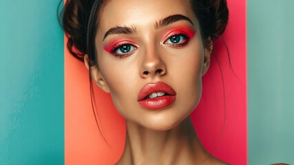 Stunning makeup tutorial featuring vibrant colors and bold techniques with a beautiful model in a modern studio setting