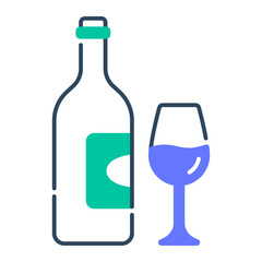 Wine icon. wine, alcohol, glass, drink, beverage, bar, grape, bottle, party, celebration. Vector icon illustration