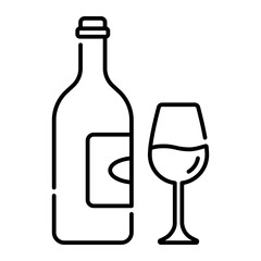 Wine icon. wine, alcohol, glass, drink, beverage, bar, grape, bottle, party, celebration. Vector icon illustration