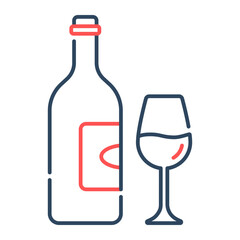 Wine icon. wine, alcohol, glass, drink, beverage, bar, grape, bottle, party, celebration. Vector icon illustration