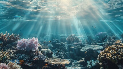 Underwater Coral Reef with Sunlight