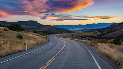 Mountain Road at Sunset