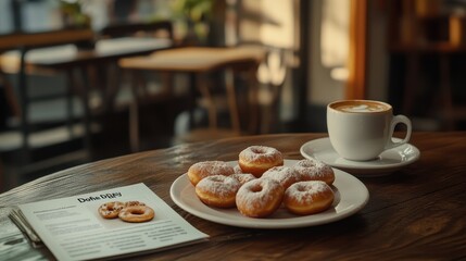 Cozy Cafe Moment with Donuts and Coffee