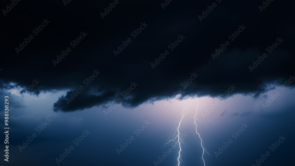 Poster a dramatic sky with dark, heavy rain clouds and visible streaks of rain falling towards the ground. 