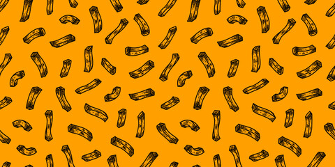 doodle french fries background. French fries pattern background. seamless pattern French fries background. french fries doodle background for packaging.