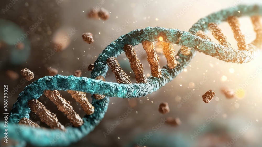 Poster d render of dna double helix structure