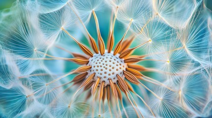 Obraz premium closeup detail dandelion blossoming nature plant with blurred background