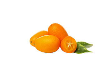 PNG, Fresh kumquat fruits and leaves, isolated on white background