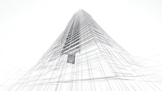 Futuristic architectural wireframe design