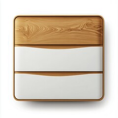 Obraz premium A contemporary wooden dresser featuring three white drawers with a wave design and minimalist frame, ideal for modern interiors.