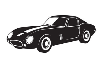 A vintage car silhouette vector,icon,logo illustration on white background.