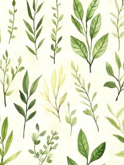 Fototapeta premium Greenery Silhouettes Outlines of leaves and stems