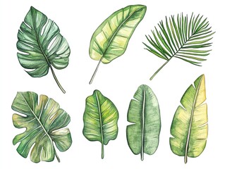 Obraz premium Tropical Leaves Banana leaves, fan palms, and more