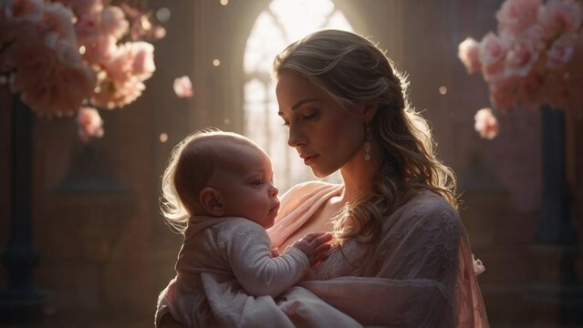 
mother and baby - mother and son - mother and daughter - newborn - mother and new born - motherhood - mother in pink - mom and baby - mommy and baby -  blonde mom.