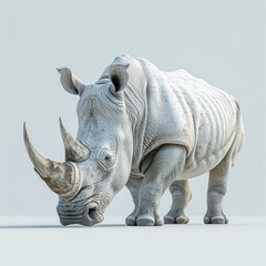 Fototapeta premium Realistic 3D Rhino Model Rendered in Trendy Style