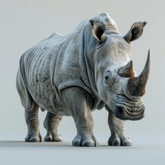 Obraz premium Realistic 3D Render of a Full-Bodied Rhino