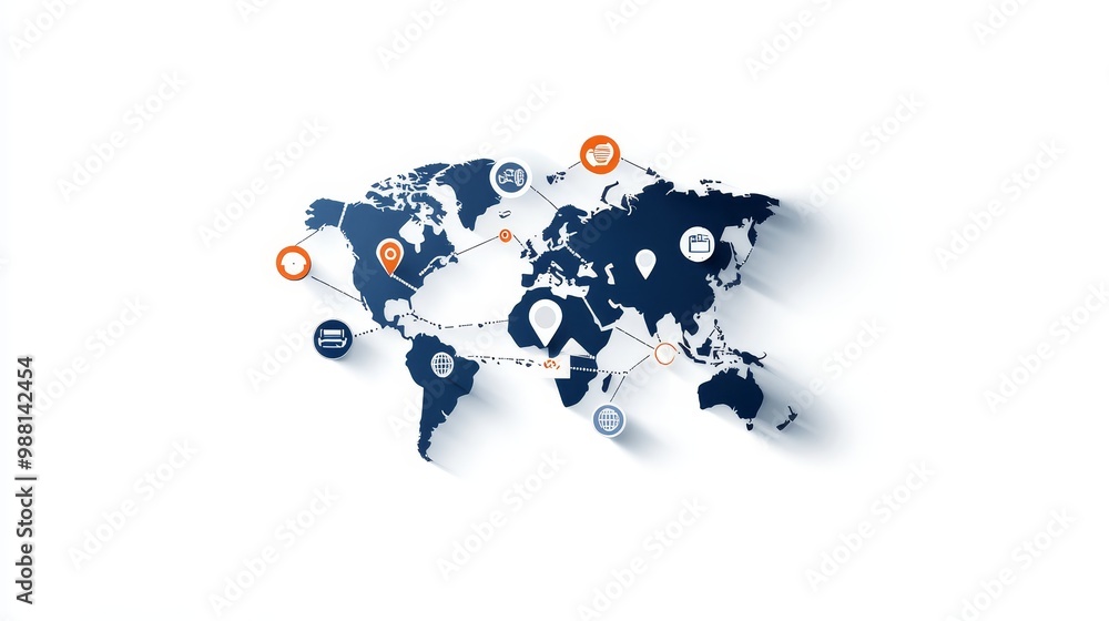 Poster a world map illustrating global search trends, showing interconnectedness and the power of informati