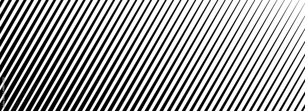 Poster Diagonal line halftone gradation texture. Fade oblique stripe gradient background. Black slanted pattern backdrop. Vanishing parallel tilted striped wallpaper for overlay, print, cover. Vector