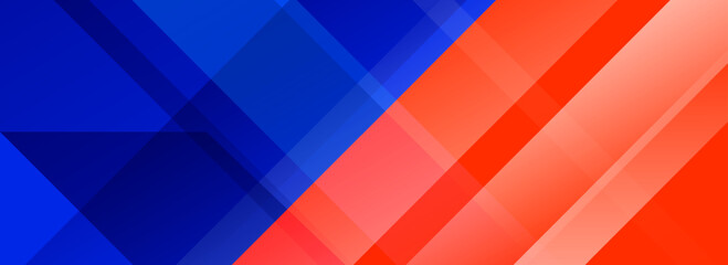 Fototapeta premium Blue and red sport game contest footer design. Wide bright sporty versus banner concept for presentation, footer, header, poster, flyer. Abstract diagonal gradient lines background. Vector wallpaper