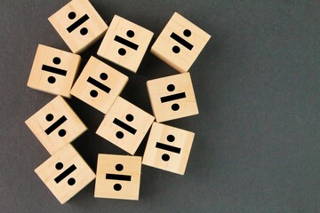 a group of division symbols. the concept of learning mathematics or division.