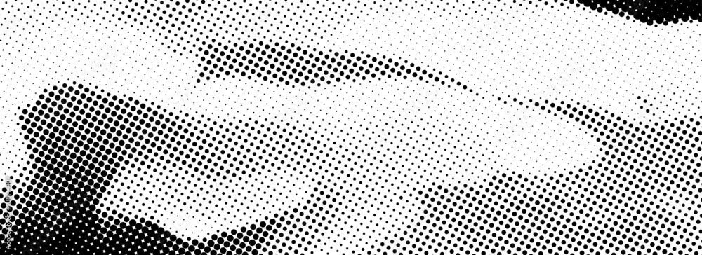 Poster Grainy dotted distorted halftone texture. Messy pixel grain bitmap background. Distressed grunge wavy gradient pattern. Retro raster grit noise backdrop. Vector abstract comic overlay wallpaper