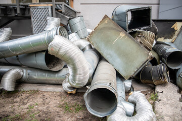 Ventilation pipes. Scrap metal collection and recycling