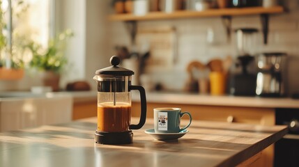 Cozy Morning Coffee in a Rustic Kitchen