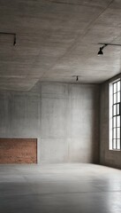 floor window brickwall room concrete loft wood interior empty mock wall interior up poster art white frame floor canvas blank background black room hanging gallery design board three-dimensional loft