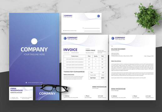 Gradient Blue and White StationerySet