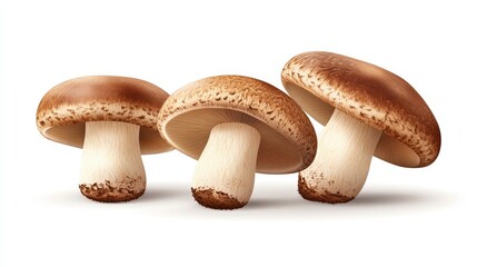 Fresh Shiitake Mushrooms Minimal Vector Illustration on White Background