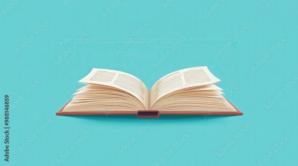 Poster minimalistic 2d flat design of open book on transparent background in soft pastel colors