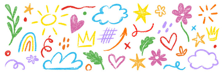 Arrow line hand drawn brush vector set. Grunge square, spiral, arrow element scribble line brush hand drawn sketch design. Grunge abstract chalk, crayon pencil style. Vector illustration